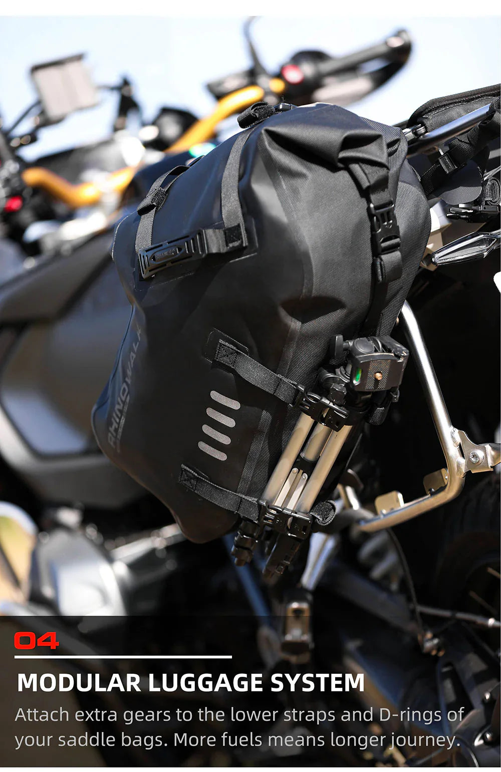 Rhinowalk 18L Rack less Pannier Saddle Soft Bags for Motorcycle Bike Outdoor Adventure Waterproof Side Motorbike Drypack (Pair-Set) (MT1418)